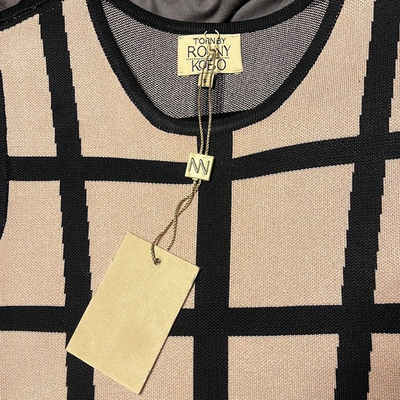 Nwt $480 Torn by Ronny kobo knit plaid dress rose and black size S - Picture 7 of 10